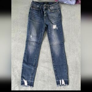 Judy Blue Dark Wash Distressed Skinny Jeans